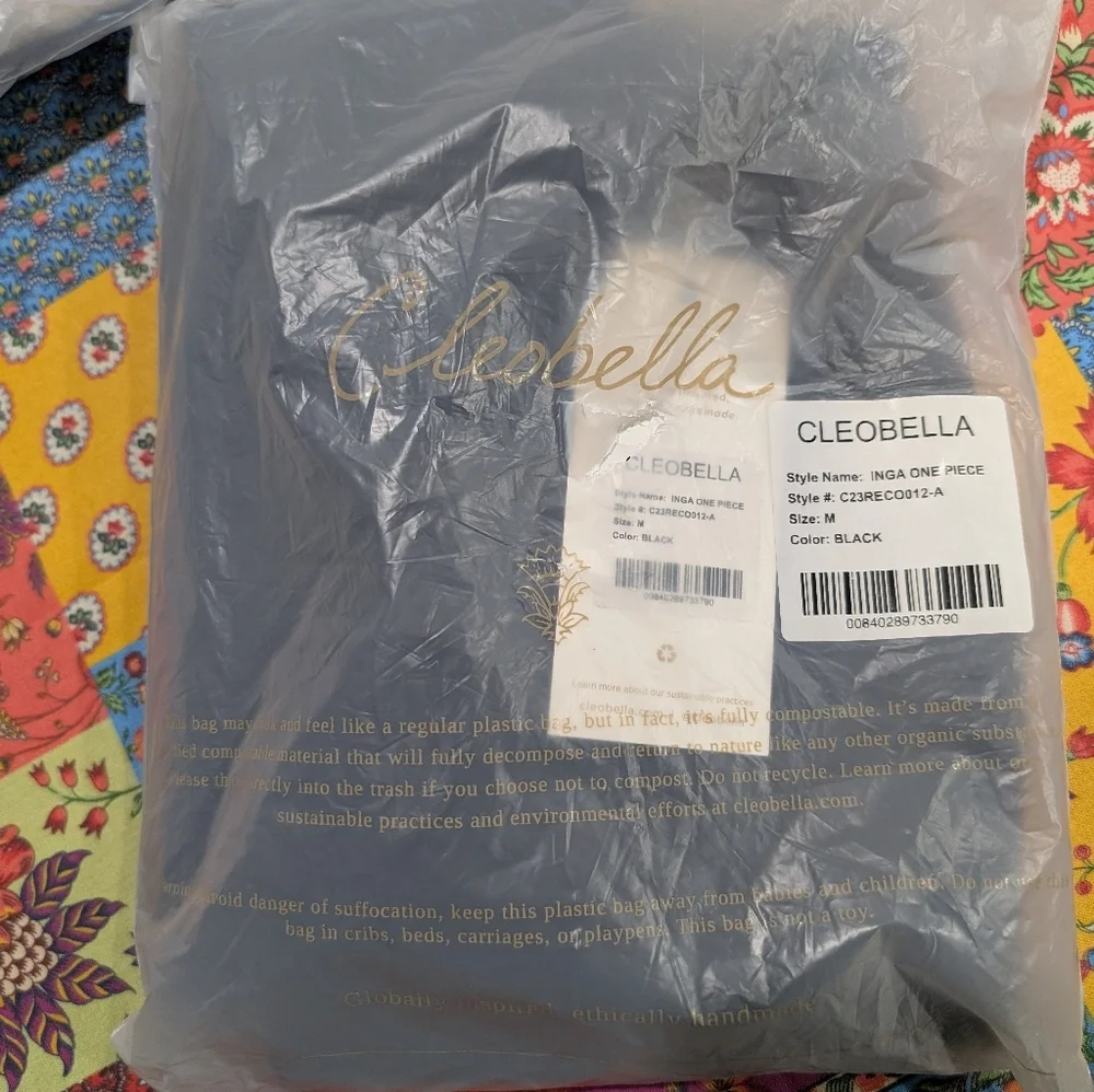 Cleobella Inga Large Bow Bathing Suit Size S Black New!